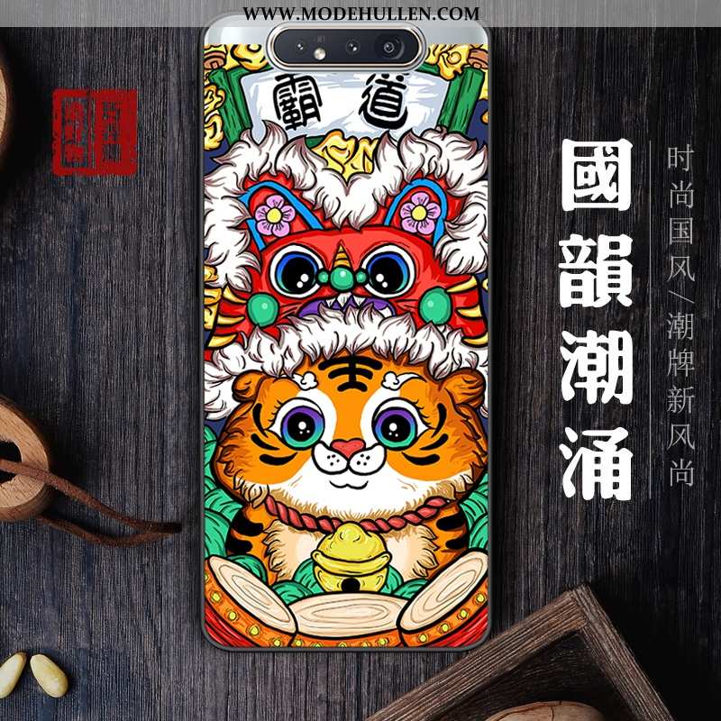 Hülle Samsung Galaxy A80 Karikatur Trend Chinesische Art Sterne Case Weiche Nubuck Grün