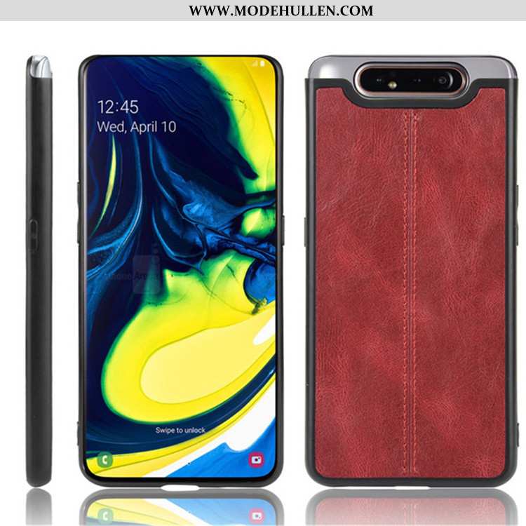 Hülle Samsung Galaxy A80 Leder Schutz Schwarz Handy Sterne Anti-sturz