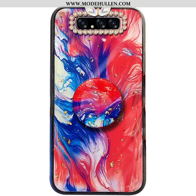 Hülle Samsung Galaxy A80 Mode Strasssteinen Alles Inklusive Case Gemalt Pelzball Rote