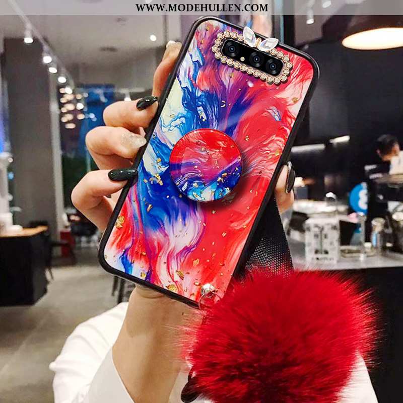 Hülle Samsung Galaxy A80 Mode Strasssteinen Alles Inklusive Case Gemalt Pelzball Rote