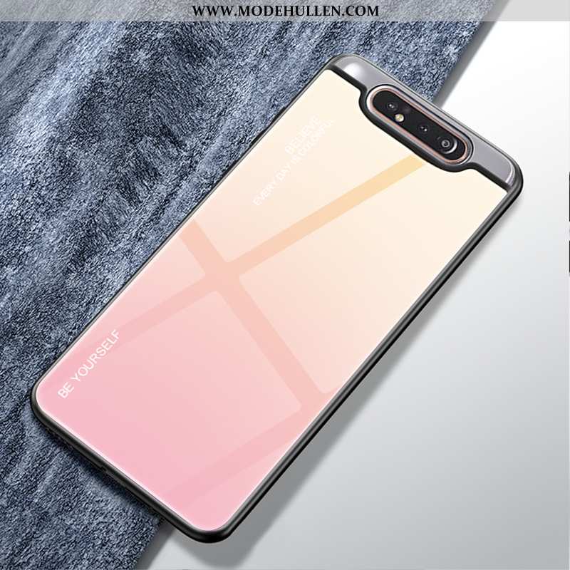 Hülle Samsung Galaxy A80 Nubuck Trend Handy Farbverlauf Case Schwer Glas Grün