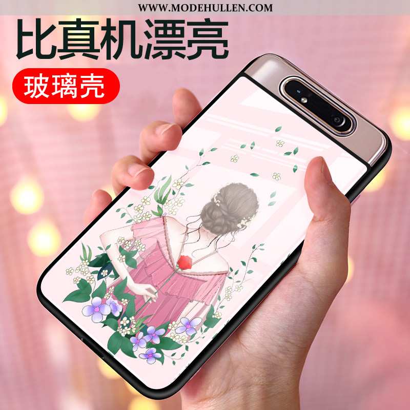 Hülle Samsung Galaxy A80 Schutz Glas Einfassung Sterne Karikatur Anti-sturz Case Rosa