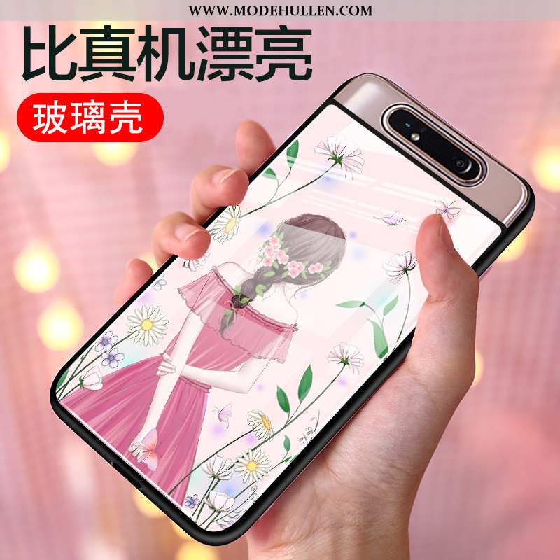 Hülle Samsung Galaxy A80 Schutz Glas Einfassung Sterne Karikatur Anti-sturz Case Rosa