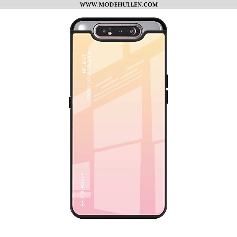 Hülle Samsung Galaxy A80 Schutz Glas Sterne Kreativ Case Hintere Abdeckung Lila