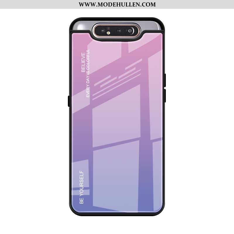 Hülle Samsung Galaxy A80 Schutz Glas Sterne Kreativ Case Hintere Abdeckung Lila