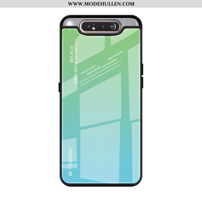 Hülle Samsung Galaxy A80 Schutz Glas Sterne Kreativ Case Hintere Abdeckung Lila