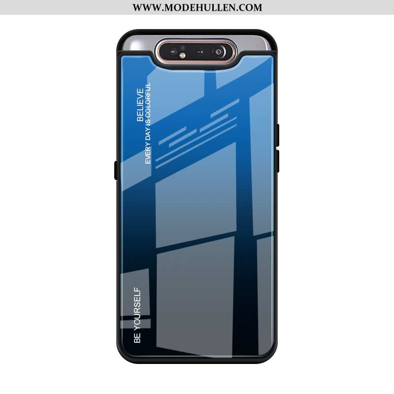 Hülle Samsung Galaxy A80 Schutz Glas Sterne Kreativ Case Hintere Abdeckung Lila