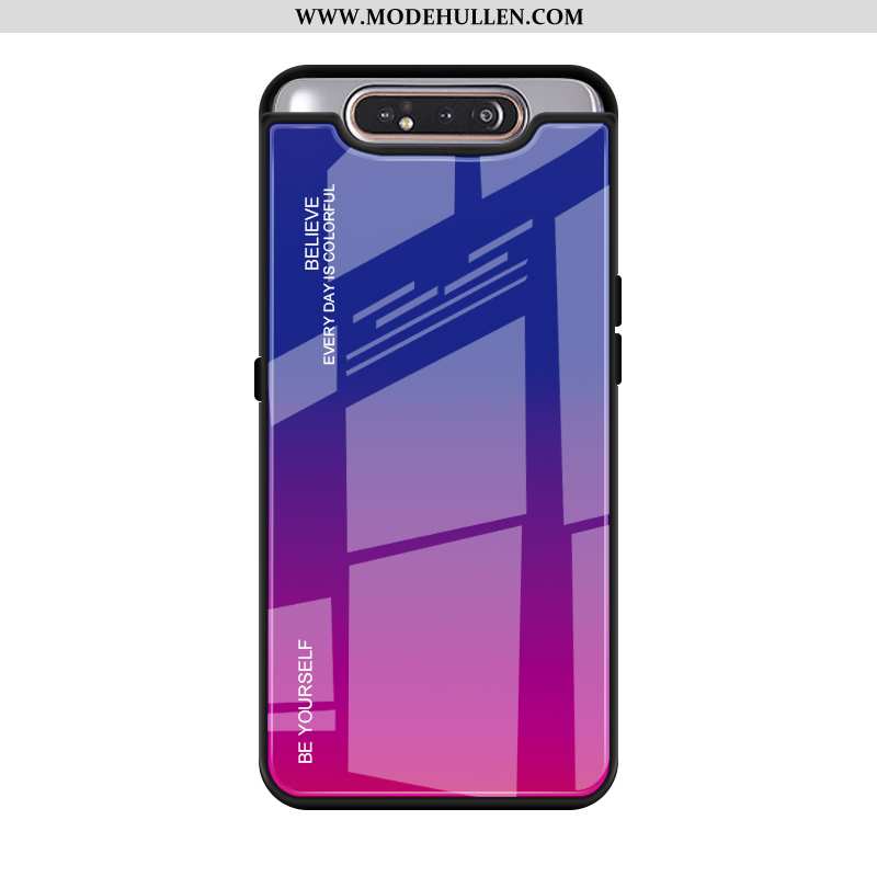 Hülle Samsung Galaxy A80 Schutz Glas Sterne Kreativ Case Hintere Abdeckung Lila