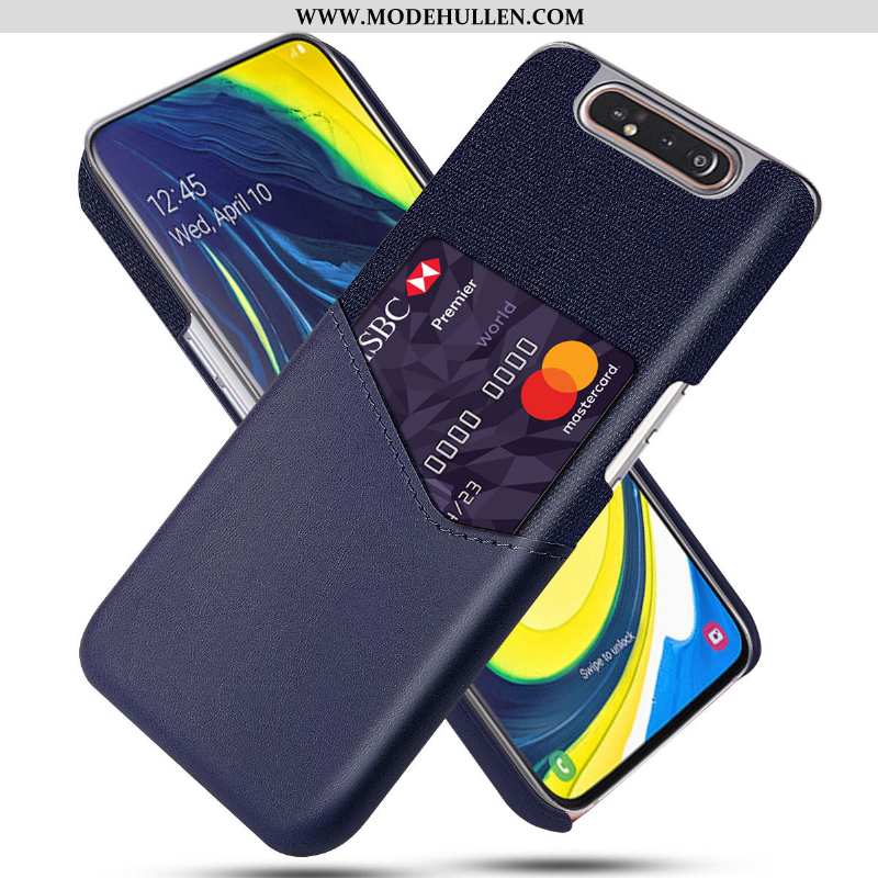 Hülle Samsung Galaxy A80 Schutz Lederhülle Neu Kühl Kreativ Case Anti-sturz Dunkelblau