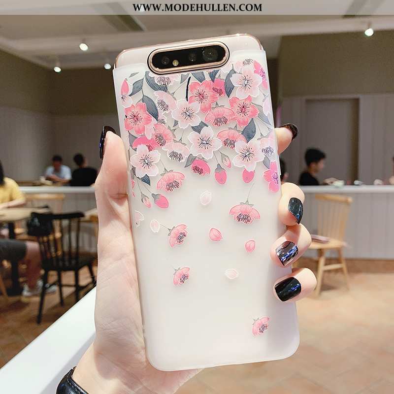 Hülle Samsung Galaxy A80 Transparent Prägung Wind Blumen Vogel Alles Inklusive Handy Weiße