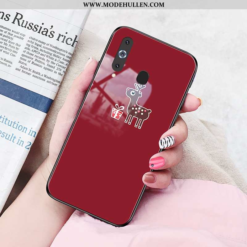 Hülle Samsung Galaxy A8s Glas Case Schwer Handy Sterne Rot Rote