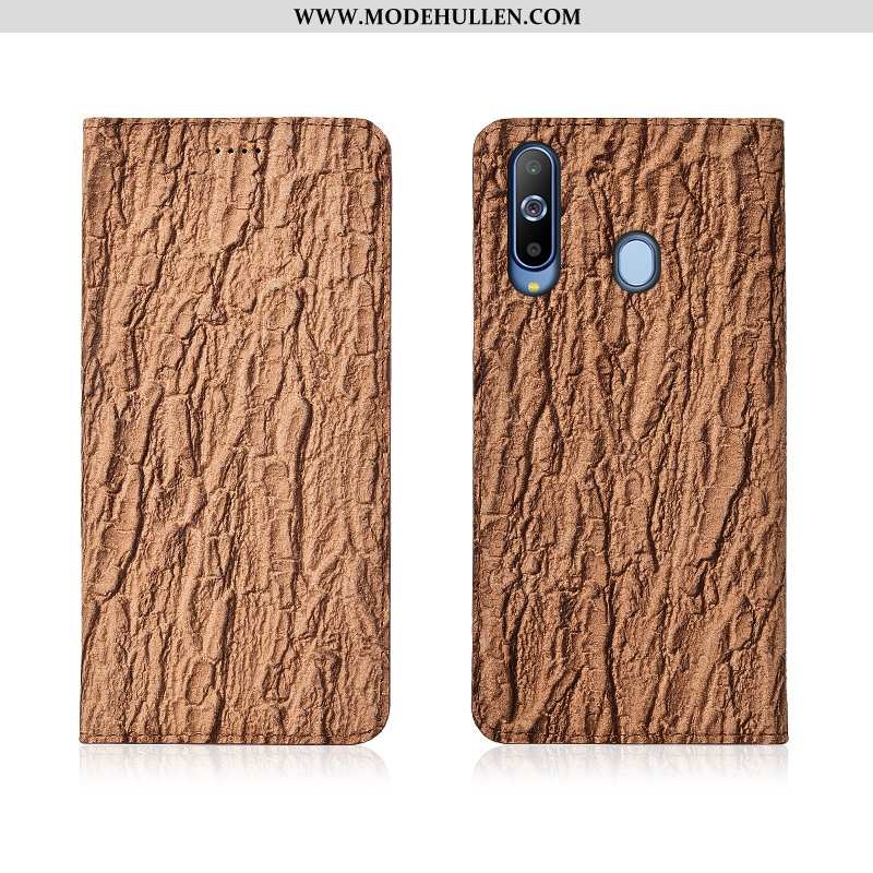 Hülle Samsung Galaxy A8s Lederhülle Echt Leder 2020 Khaki Clamshell Einfassung