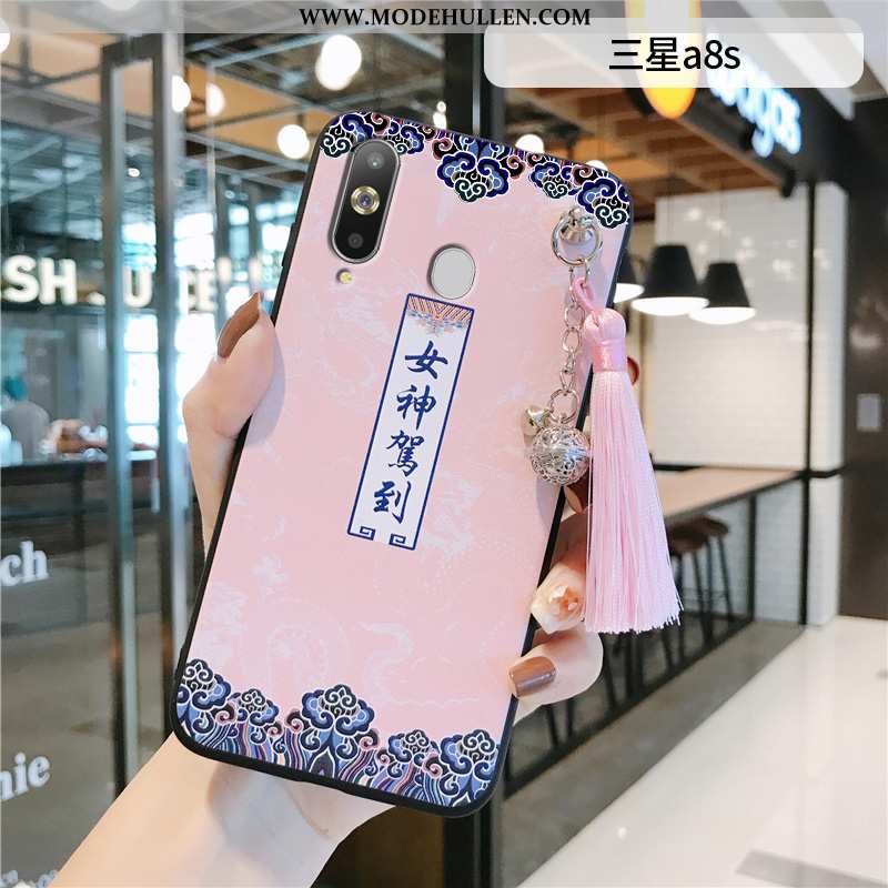 Hülle Samsung Galaxy A8s Retro Silikon Anti-sturz Case Quaste Palast Wind Rosa