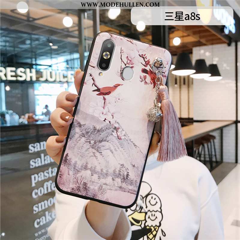 Hülle Samsung Galaxy A8s Retro Silikon Anti-sturz Case Quaste Palast Wind Rosa