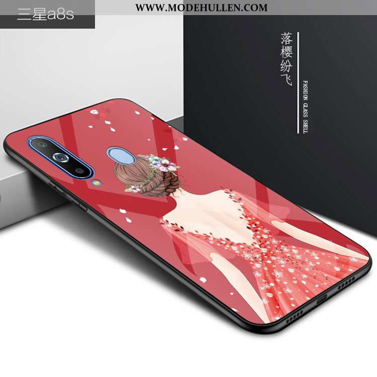 Hülle Samsung Galaxy A8s Schutz Glas 2020 Case Trend Anti-sturz Handy Rote