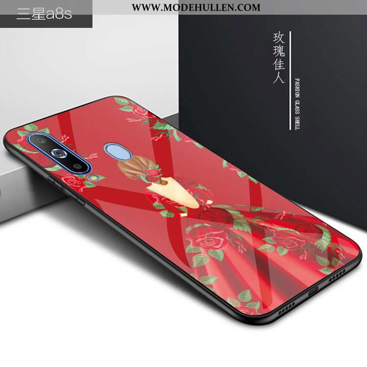 Hülle Samsung Galaxy A8s Schutz Glas 2020 Case Trend Anti-sturz Handy Rote