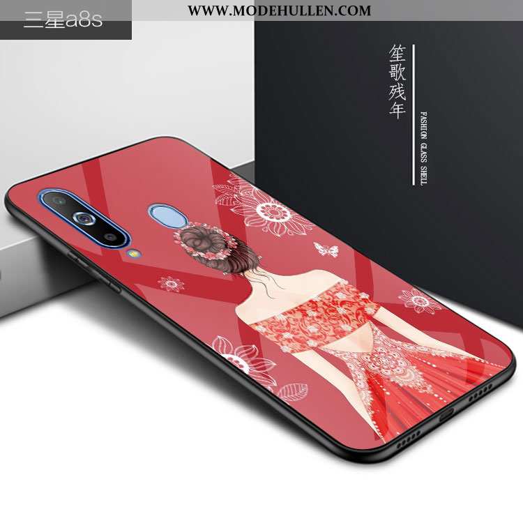 Hülle Samsung Galaxy A8s Schutz Glas 2020 Case Trend Anti-sturz Handy Rote