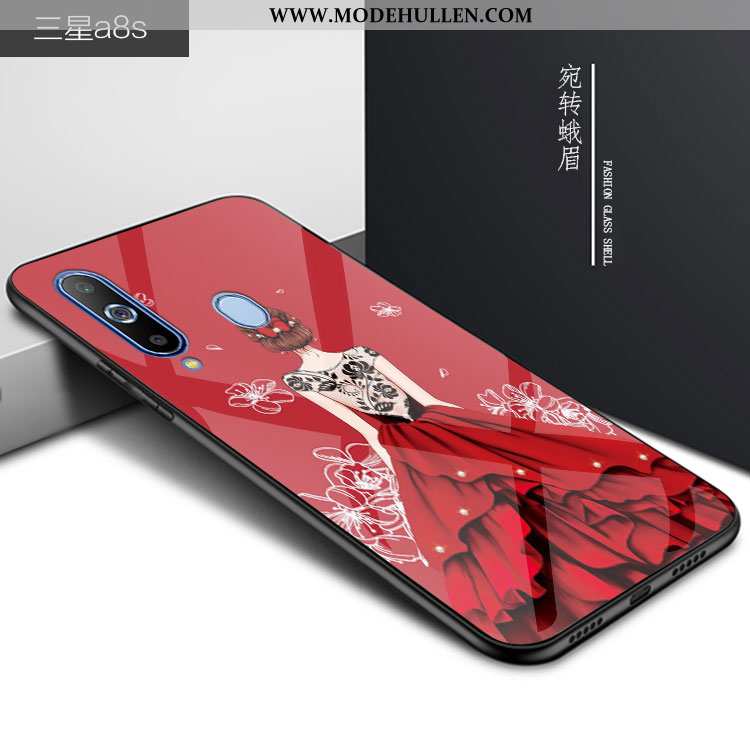 Hülle Samsung Galaxy A8s Schutz Glas 2020 Case Trend Anti-sturz Handy Rote