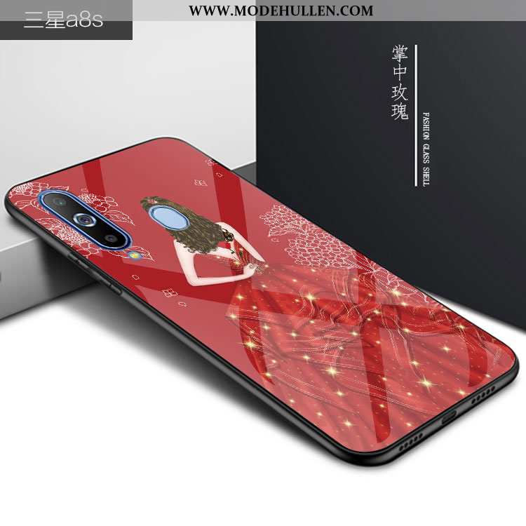 Hülle Samsung Galaxy A8s Schutz Glas 2020 Case Trend Anti-sturz Handy Rote