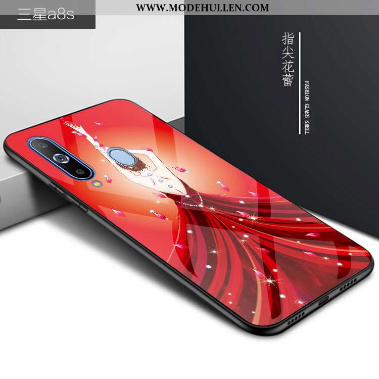 Hülle Samsung Galaxy A8s Schutz Glas 2020 Case Trend Anti-sturz Handy Rote