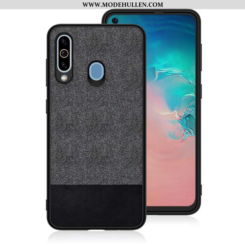 Hülle Samsung Galaxy A8s Silikon Schutz Stoff Nubuck Dunkelblau Trend Alles Inklusive