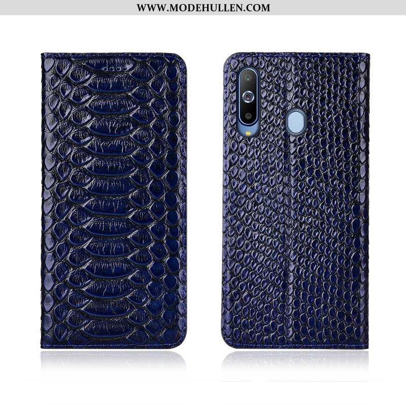 Hülle Samsung Galaxy A8s Weiche Silikon Schwarz Echt Leder 2020 Clamshell