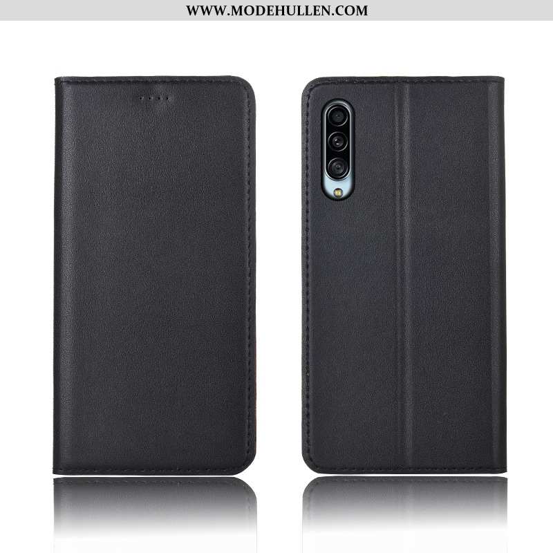 Hülle Samsung Galaxy A90 5g Lederhülle Nubuck Silikon Sterne Clamshell Handy Blau