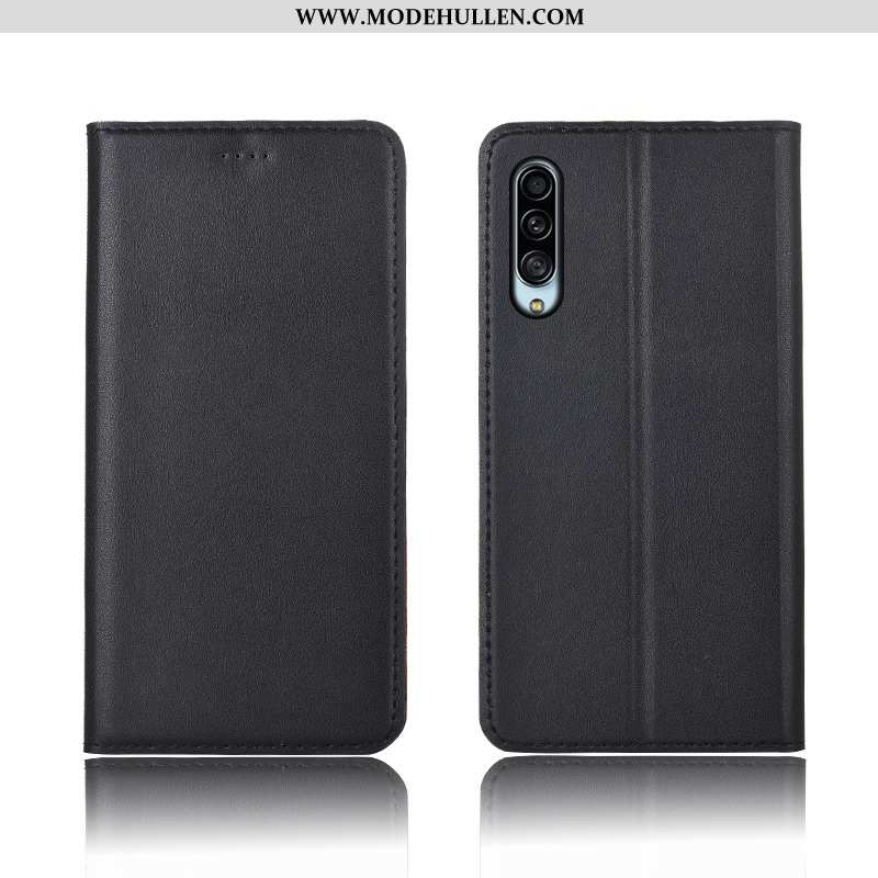 Hülle Samsung Galaxy A90 5g Lederhülle Nubuck Silikon Sterne Clamshell Handy Blau