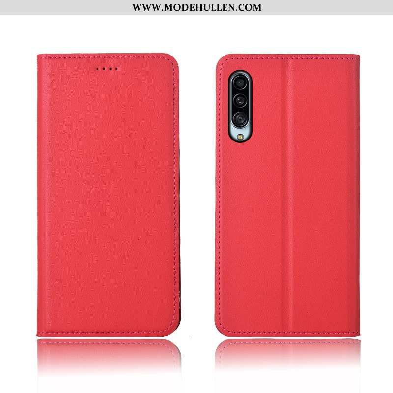 Hülle Samsung Galaxy A90 5g Lederhülle Nubuck Silikon Sterne Clamshell Handy Blau