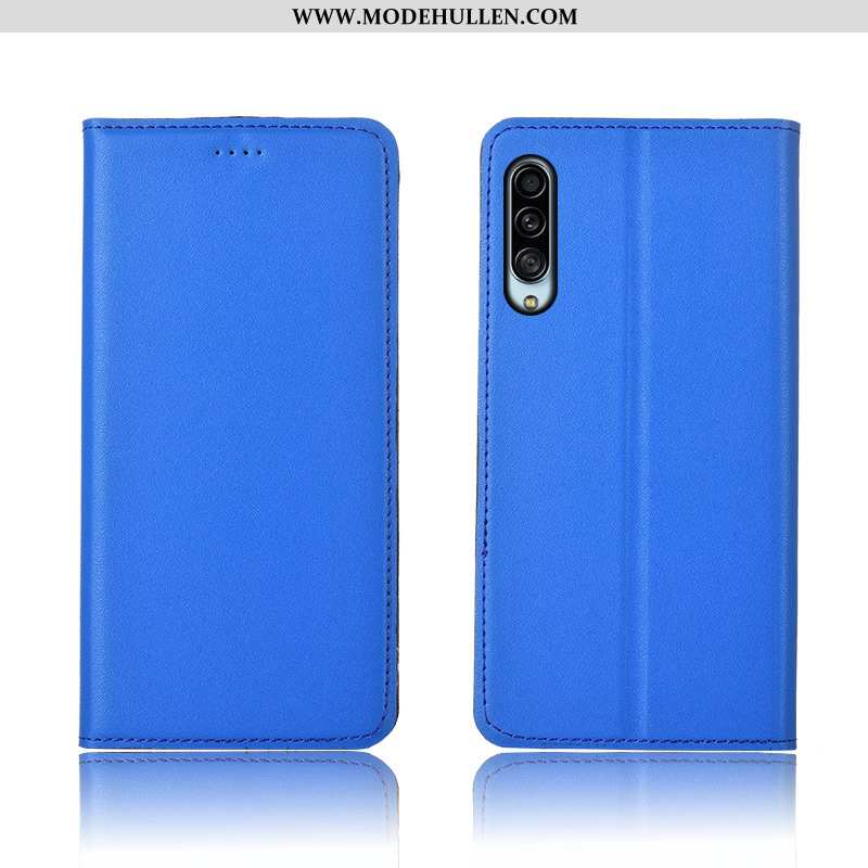 Hülle Samsung Galaxy A90 5g Lederhülle Nubuck Silikon Sterne Clamshell Handy Blau