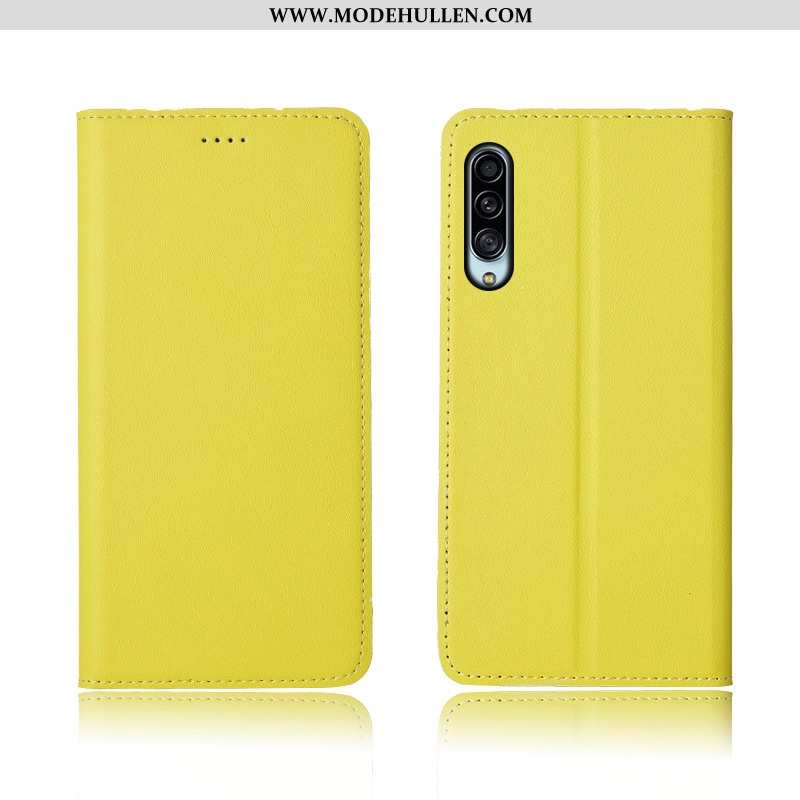 Hülle Samsung Galaxy A90 5g Lederhülle Nubuck Silikon Sterne Clamshell Handy Blau