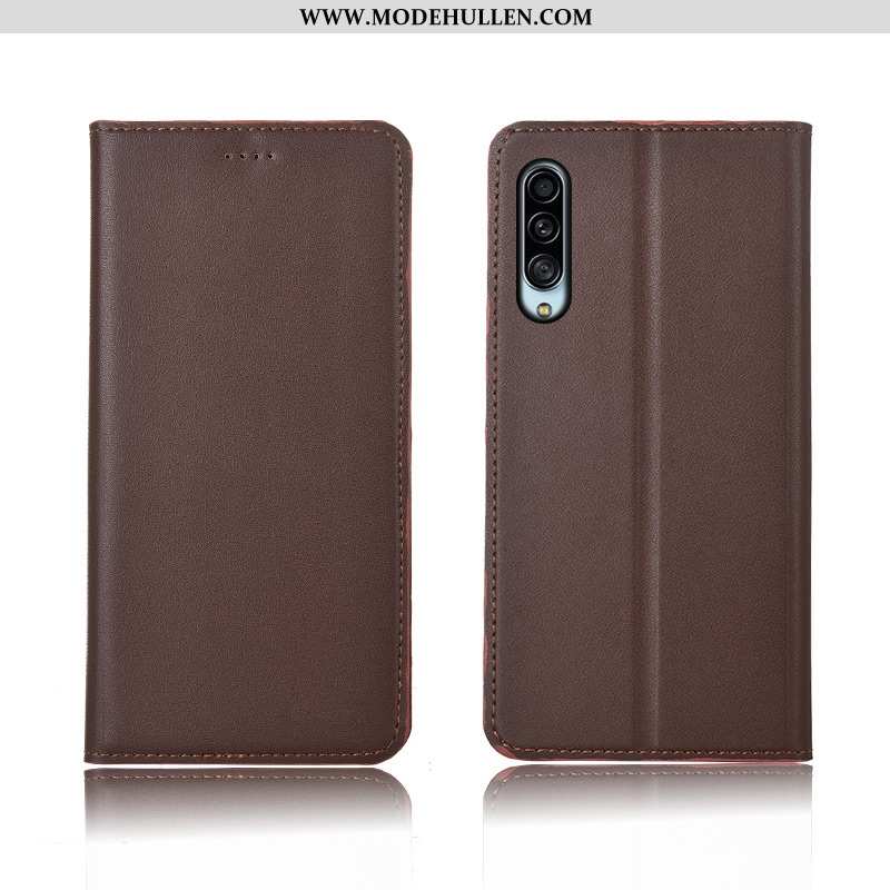 Hülle Samsung Galaxy A90 5g Lederhülle Nubuck Silikon Sterne Clamshell Handy Blau