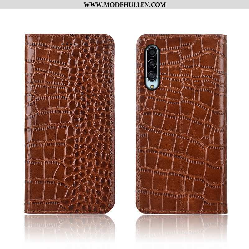 Hülle Samsung Galaxy A90 5g Schutz Lederhülle Case Echt Leder Braun Anti-sturz