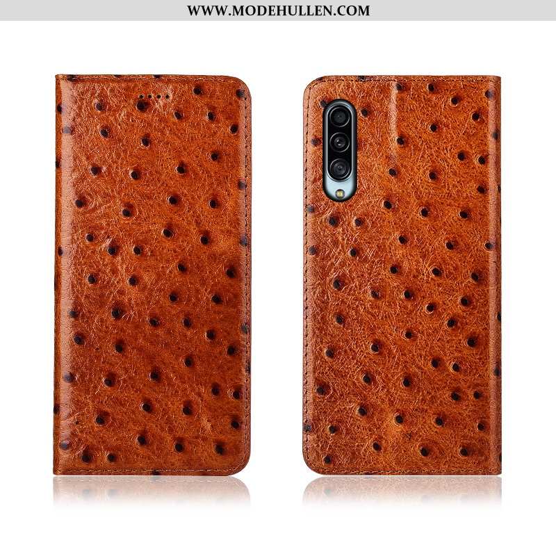 Hülle Samsung Galaxy A90 5g Silikon Schutz Clamshell Nubuck Echt Leder Handy Braun