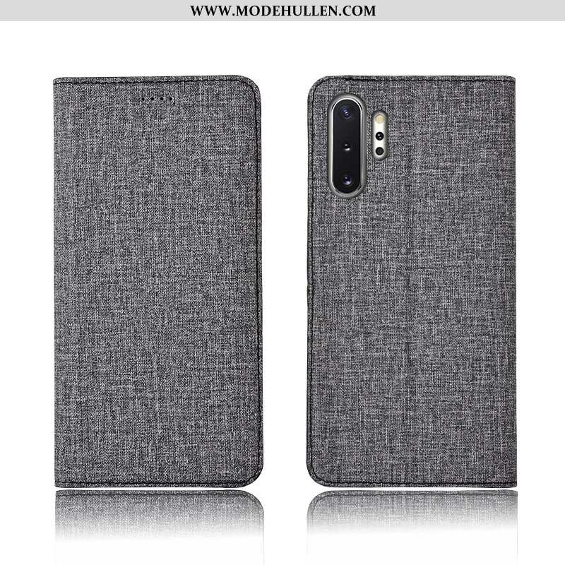 Hülle Samsung Galaxy Note 10+ Baumwolle Und Leinen Lederhülle Sterne Case Silikon Weiche Schwarz