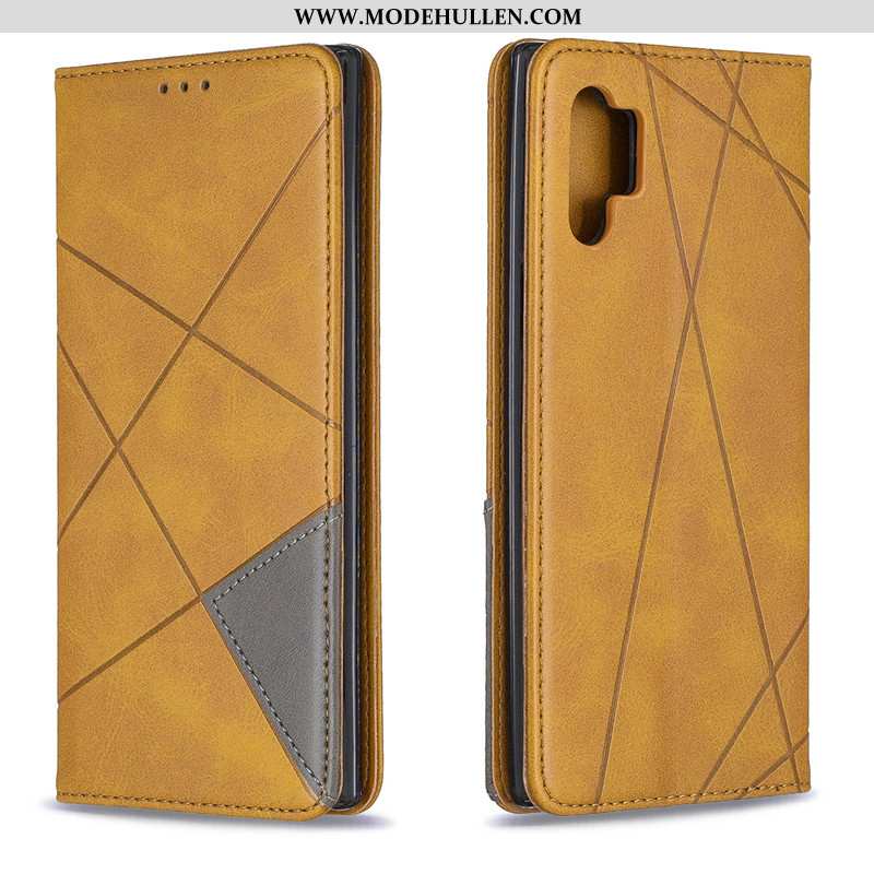 Hülle Samsung Galaxy Note 10+ Lederhülle Hängende Verzierungen Case Handy Sterne Einfarbig Business 