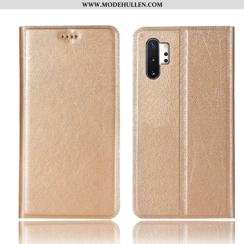 Hülle Samsung Galaxy Note 10+ Lederhülle Schutz Case Gold Handy Alles Inklusive