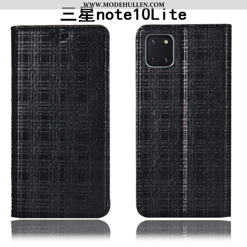 Hülle Samsung Galaxy Note 10 Lite Echt Leder Schutz Case Sterne Handy Grau Alles Inklusive