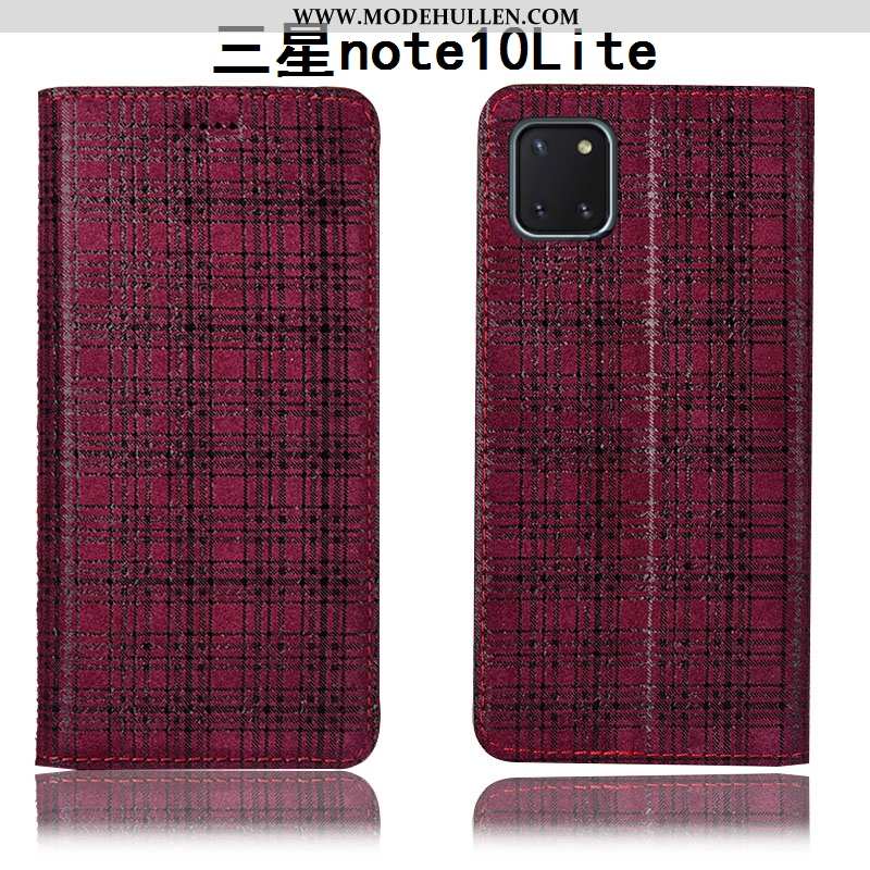 Hülle Samsung Galaxy Note 10 Lite Echt Leder Schutz Case Sterne Handy Grau Alles Inklusive