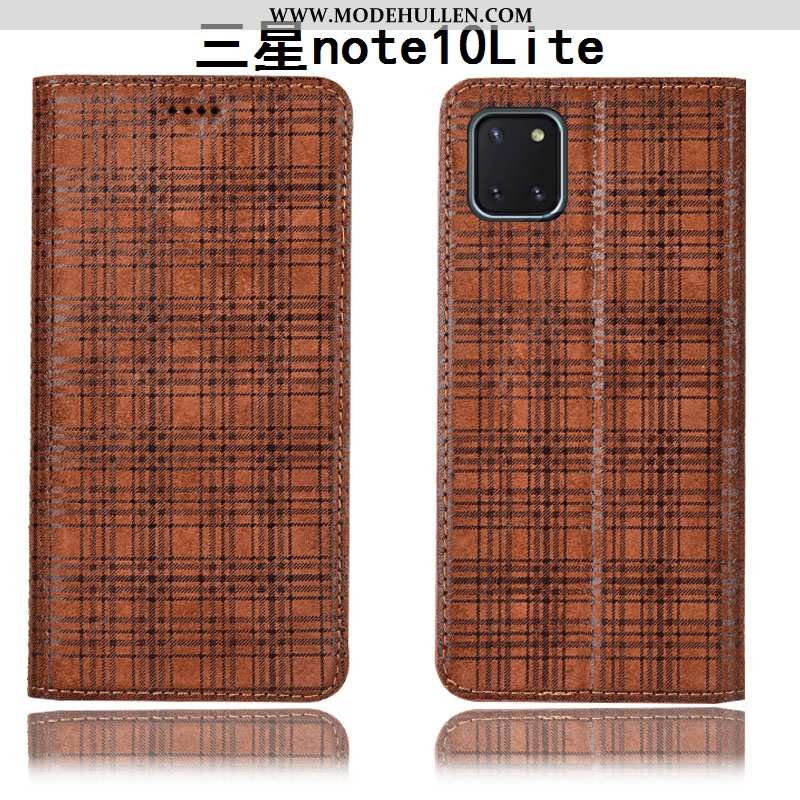 Hülle Samsung Galaxy Note 10 Lite Echt Leder Schutz Case Sterne Handy Grau Alles Inklusive