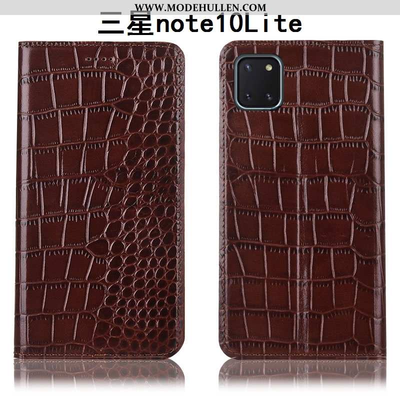 Hülle Samsung Galaxy Note 10 Lite Lederhülle Schutz Folio Anti-sturz Krokodilmuster Sterne Rote