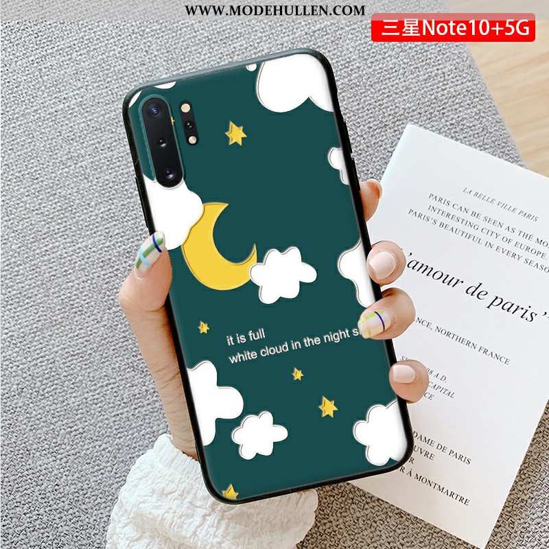 Hülle Samsung Galaxy Note 10+ Prägung Karikatur Liebhaber Handy Trend Schutz Grün