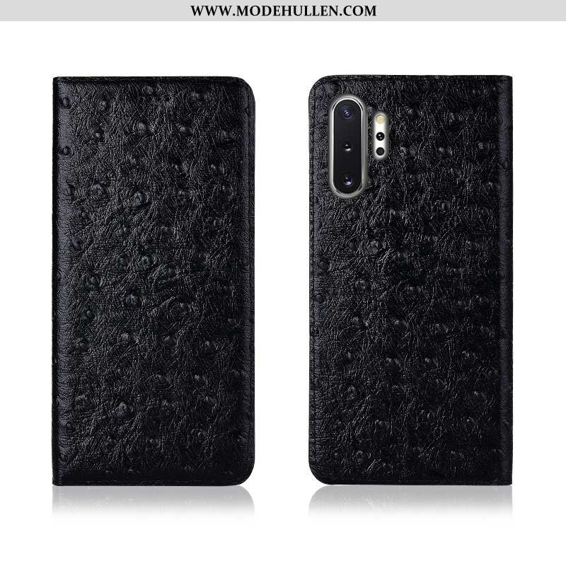 Hülle Samsung Galaxy Note 10+ Schutz Lederhülle Muster Neu Schwarz Weiche