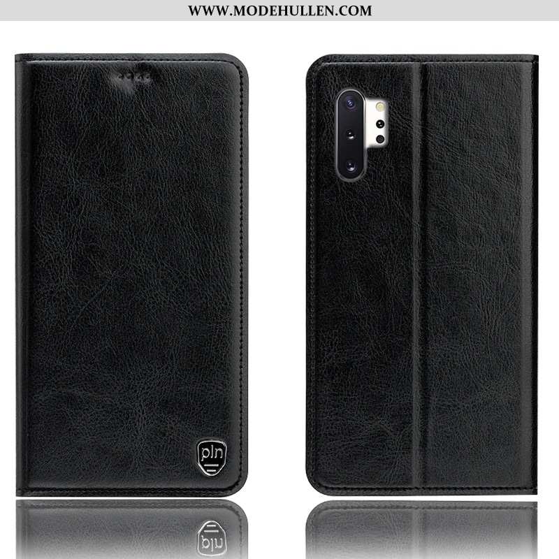 Hülle Samsung Galaxy Note 10+ Schutz Lederhülle Sterne Muster Braun Case