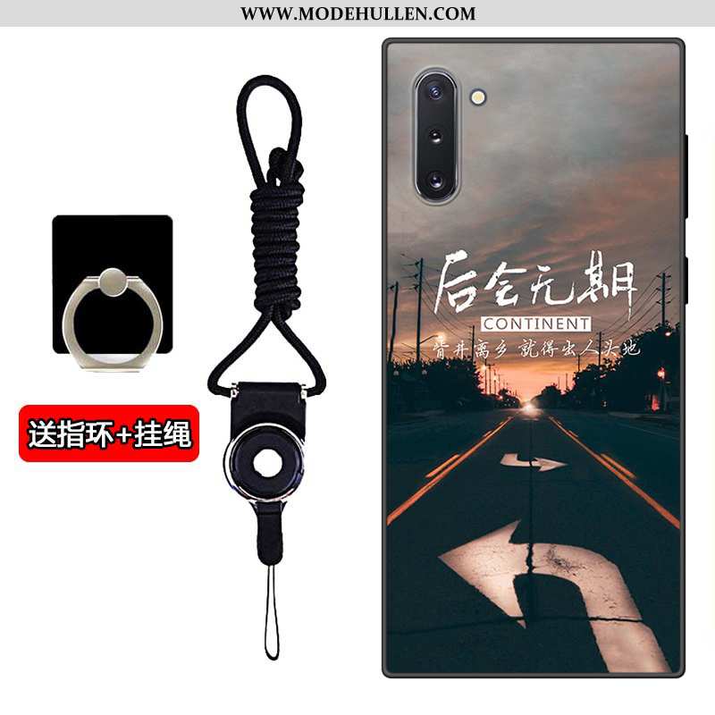 Hülle Samsung Galaxy Note 10 Silikon Schutz Trend Nubuck Weiche Case Einfassung Dunkelblau