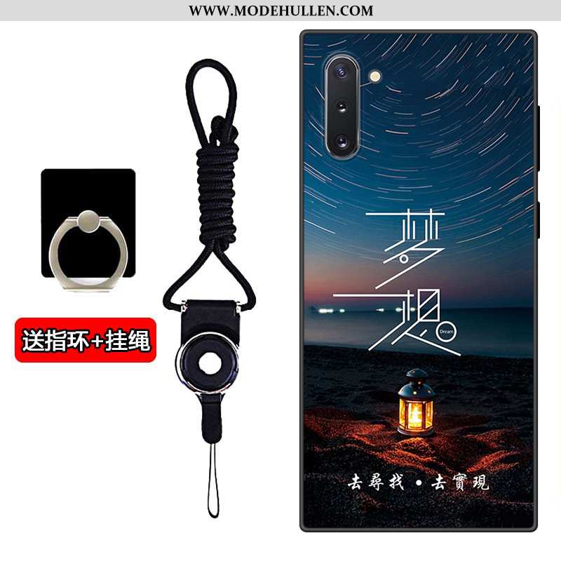 Hülle Samsung Galaxy Note 10 Silikon Schutz Trend Nubuck Weiche Case Einfassung Dunkelblau