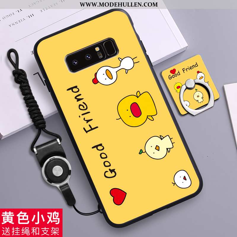 Hülle Samsung Galaxy Note 8 Kreativ Karikatur Netto Rot Handy Nubuck Persönlichkeit Case Gelbe