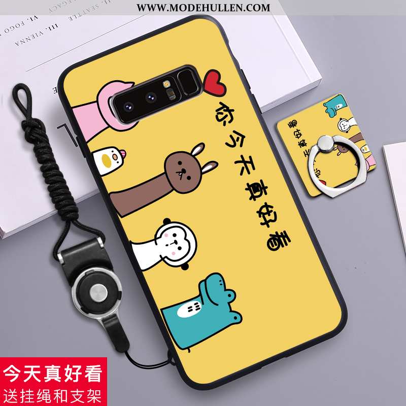 Hülle Samsung Galaxy Note 8 Kreativ Karikatur Netto Rot Handy Nubuck Persönlichkeit Case Gelbe