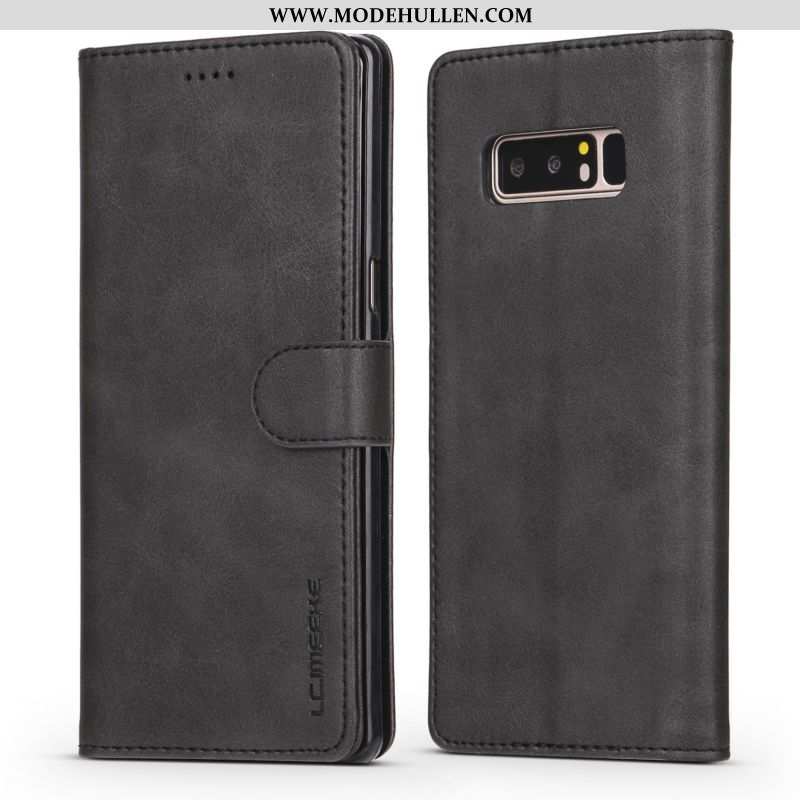 Hülle Samsung Galaxy Note 8 Leder Trend Folio Silikon Schutz Sterne Braun