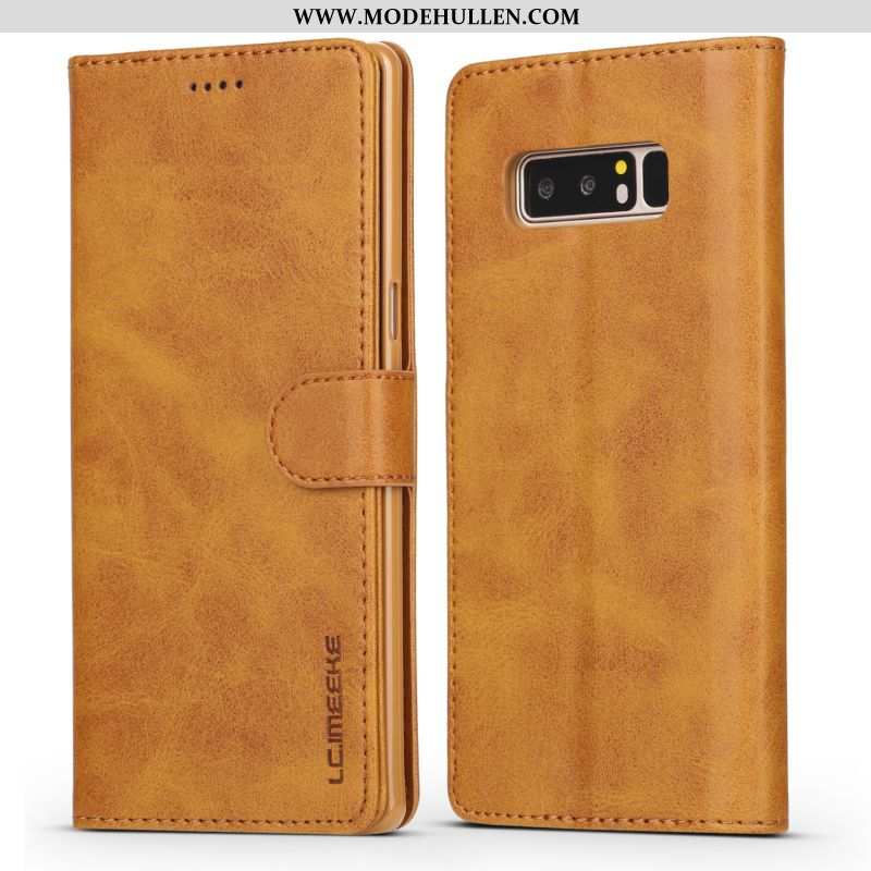 Hülle Samsung Galaxy Note 8 Leder Trend Folio Silikon Schutz Sterne Braun